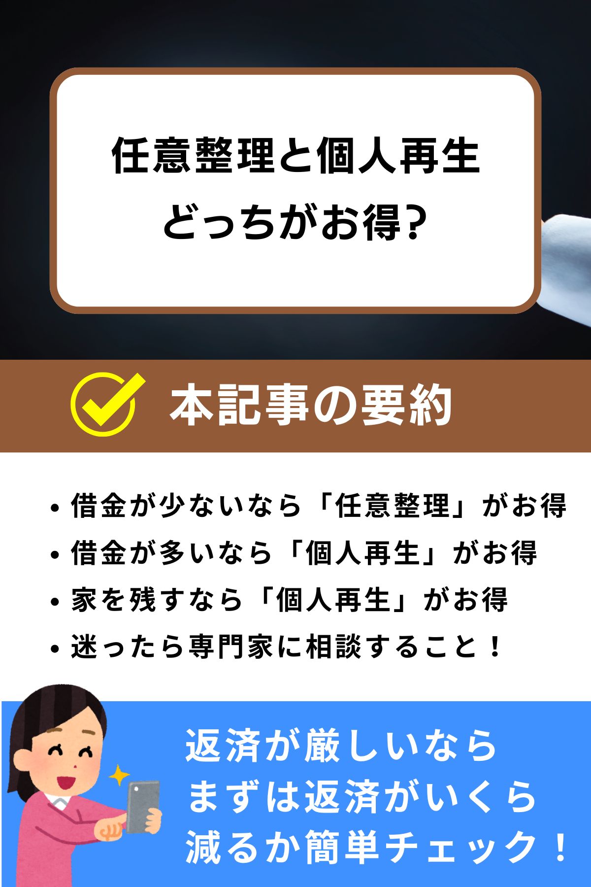 任意整理と個人再生 どっちがお得？